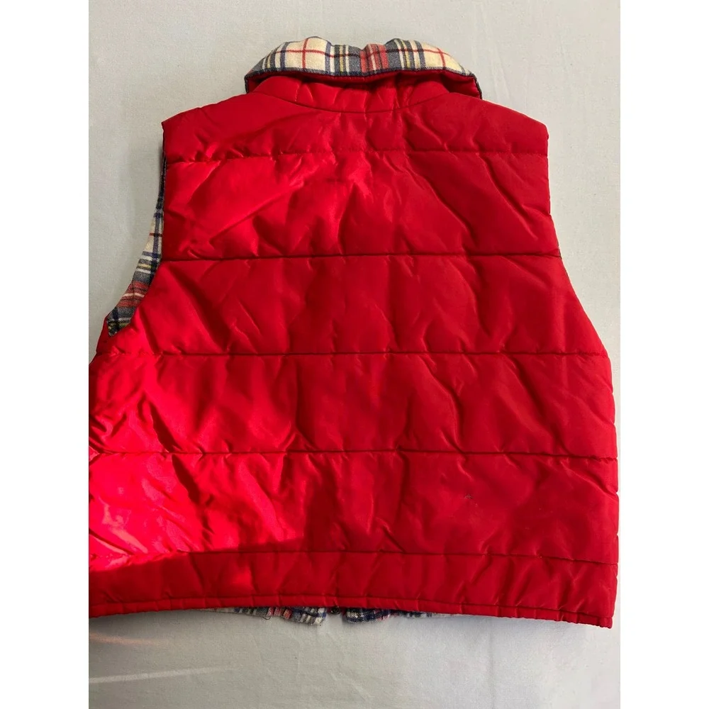 Vintage Cheryl's Own Design Kids Red Puffer Vest Plaid Lined Size 6